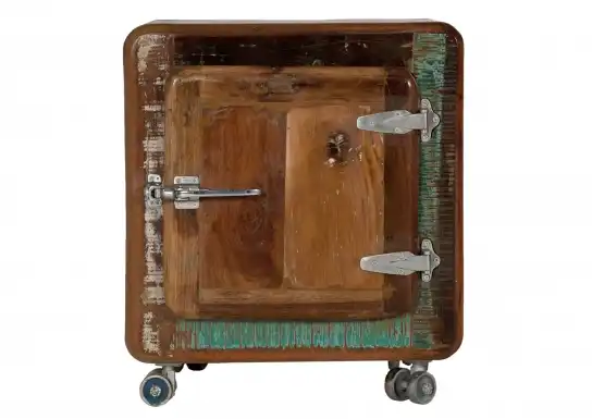 Reclaimed Ice Box Bedside with 1 Door on Rollers - popular handicrafts
